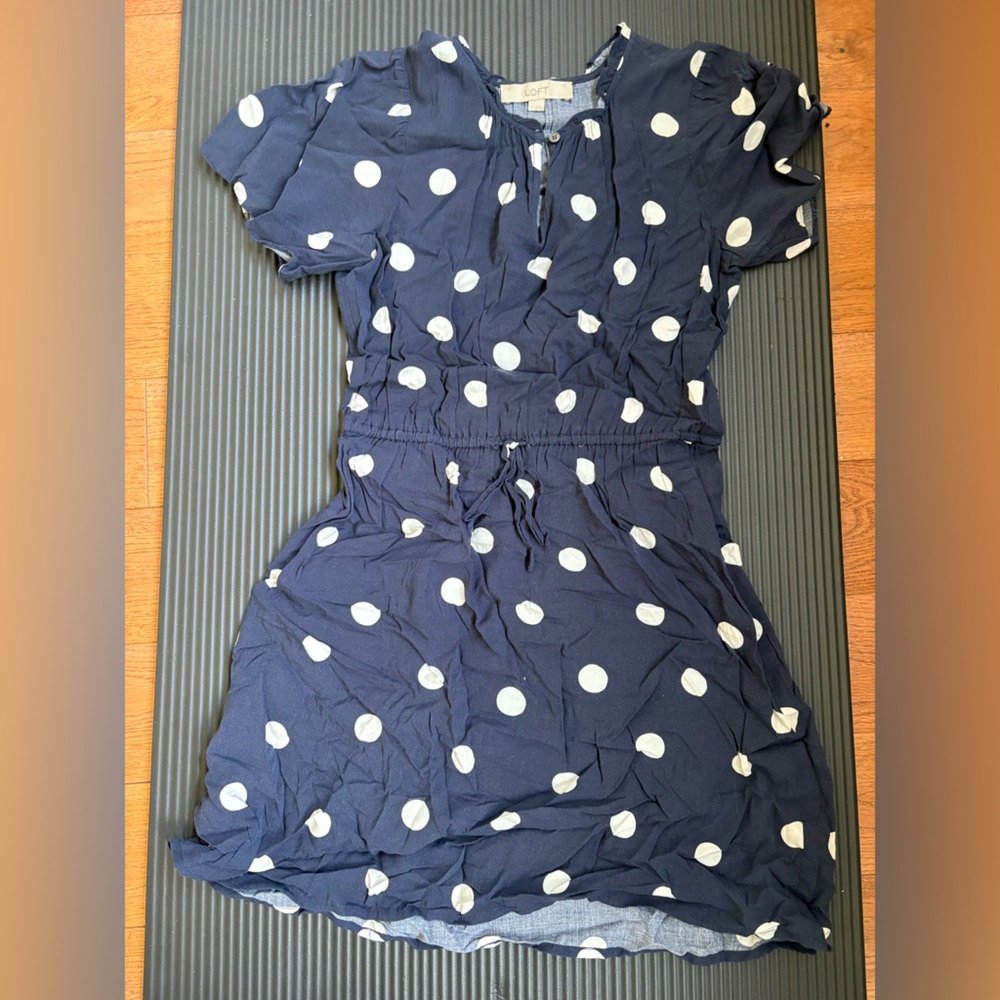 LOFT Navy Dress with White Dots